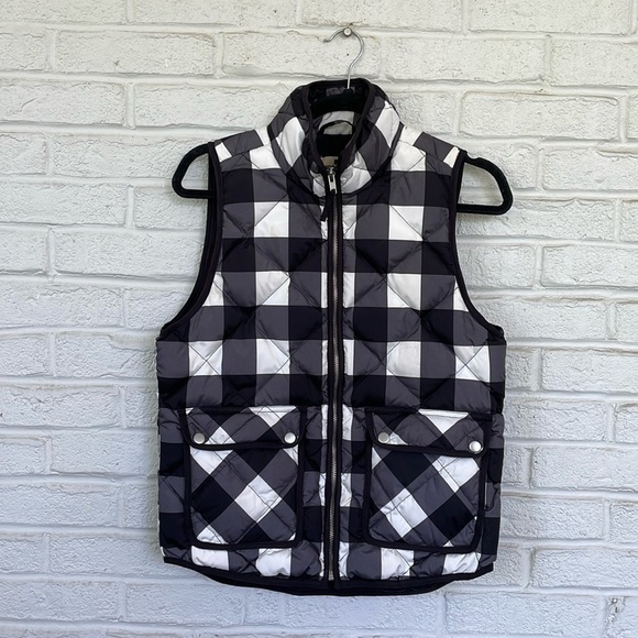 Woolrich Duck Down Black and White Checked Puffer Vest - Picture 1 of 11